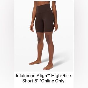 Lululemon 8” align biker shorts in discontinued brown/coffee color!